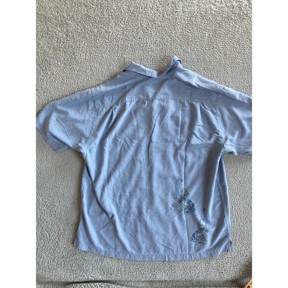 Tommy Bahama Camp Button Shirt XL 100% Silk Short Sleeve Striped Blue Beach Mens - Picture 5 of 16